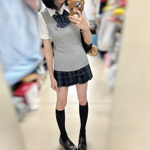 
Huaqianzhu's new product Xiaolin medium vest JK gray waist vest Japanese jk uniform versatile knitted sweater