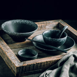 Japanese-Style Tableware Bowl and Plate Set for Home Use, Single-Serving Set, Creative Restaurant and Commercial Use, Conical Ramen Bowl and Chopsticks