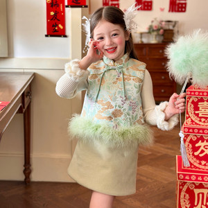 
Gardenia's Growth Notes Children's Wear Girls' National Style New Year's Suit 2025 Winter Children's Xiangyun Quilted Vest New Year's Eve Clothes