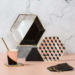 Xiaoxiangfeng birthday arrangement black marble paper plate