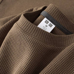 Japanese Retro Heavyweight Brown Waffle Knit Short-Sleeve T-Shirt for Men and Women, Brown Chocolate Color, Loose Half-Sleeve for Summer