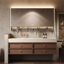2025 New Model Antique-Style Rock Slab Hot-Bent Integrated Basin Washbasin Enf Bathroom Cabinet Combination Washbasin