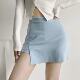 
Spring 2022 A-shaped side zipper short skirt commuting high waist hip slim solid color skirt