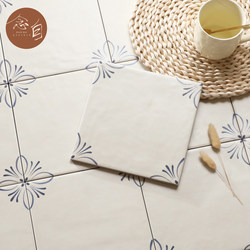 Guangdong Vintage-Style Blue Floral Floor Tiles Bathroom Tiles Homestay Flower Shop Commercial Space Wall Tiles