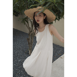 Nothingnowhere Ss23 Soft Lines Outline Manganese Two-color Sleeveless Flower Bud Summer Dress