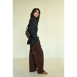 Nothingnowhere 23fw Two-color Pleated Crisp Classic Straight Wide-leg Pants In The Colors Of Autumn.