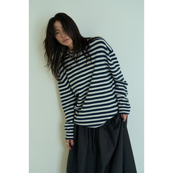 Nothingnowhere 23fw 100% Wool No Need To Stack Blue And White Striped Soft Sweater Sweater