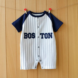 Baby Baseball Uniform, Pure Cotton, Summer, 0-1 Year Old Boy, Short-Sleeved Romper, Newborn Jumpsuit, Full-Month Crawling Suit