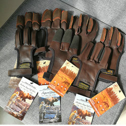 Real Deerskin Three-Finger Archery Gloves Recurve Bow and Arrow Mediterranean Finger Protection Imported Traditional Hunting Training Cowhide Gloves