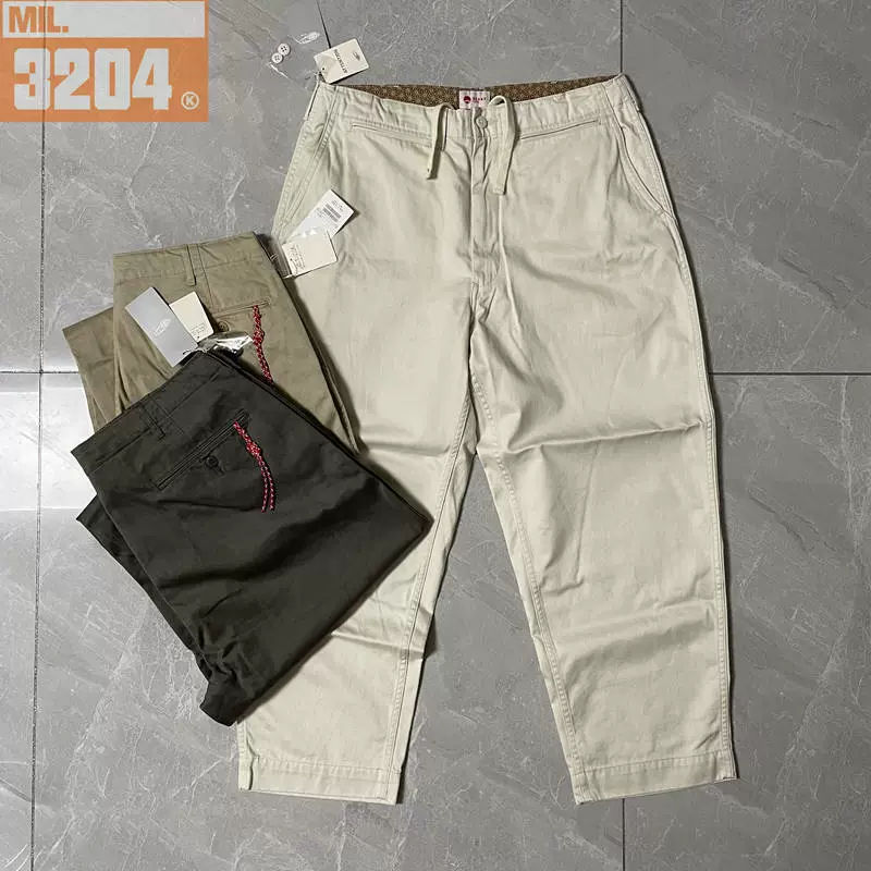 現貨BEAMS JAPAN Big Chino Pants 21AW日本製紅繩寬鬆闊腿錐形褲-Taobao