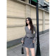 MULVAN gray skirt for women new high-waisted hip A-line skirt versatile anti-exposure skirt pants