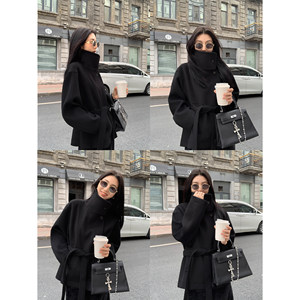 Mulvan retro design sensor woolen coat female autumn and winter loose and thin short temperament small woolen coat
