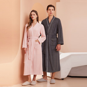 
Extended soft absorbent towel bathrobe for women summer short-sleeved 2025 new makeup, morning gown, bath towel, nightgown, men