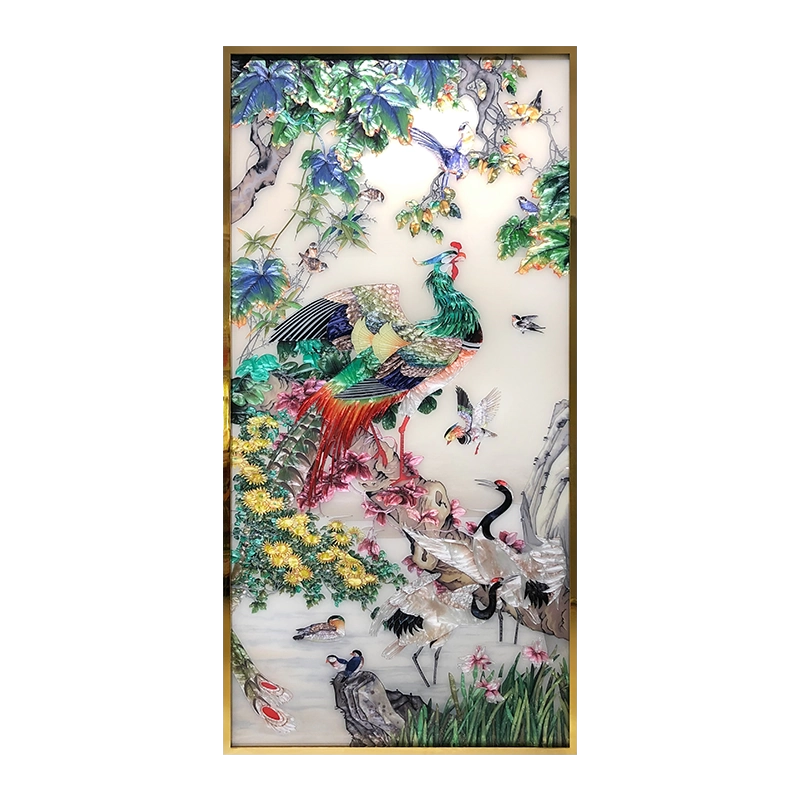 珐琅彩装饰画 手绘珐琅彩装饰画玄关餐厅轻奢壁画卧室美式金属框挂画