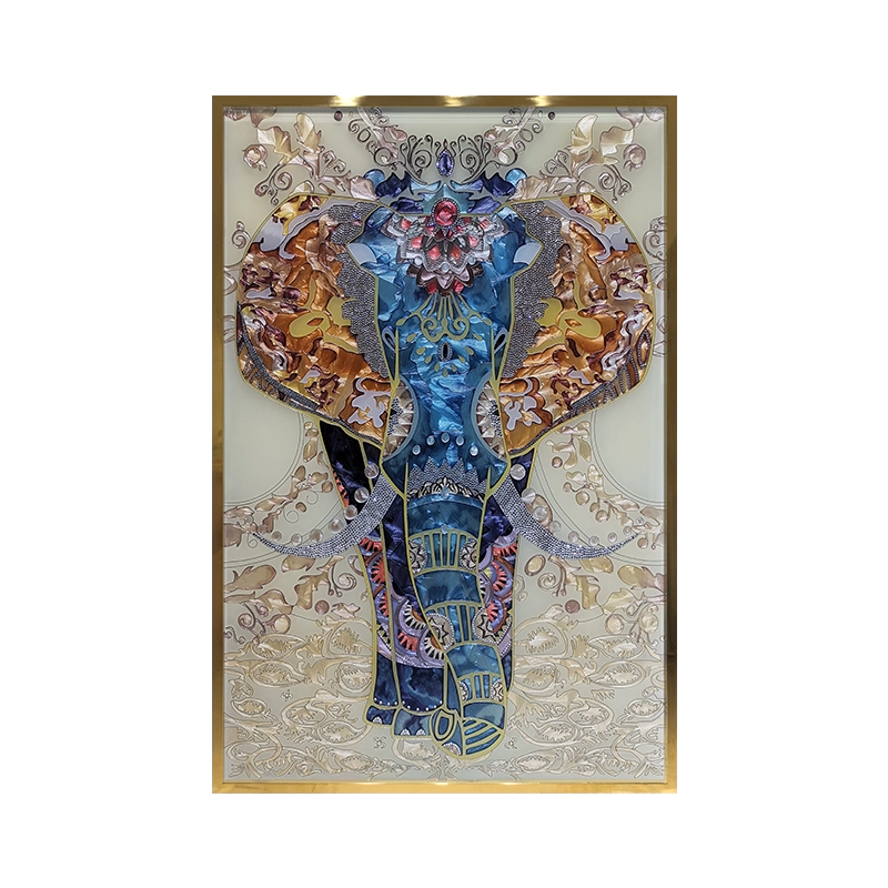 珐琅彩装饰画 手绘珐琅彩装饰画玄关餐厅轻奢壁画卧室美式金属框挂画