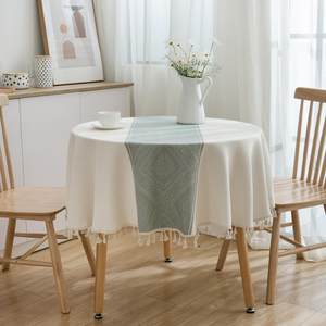 
Geometric pattern green jacquard geometric tablecloth literary round table coffee table dining table cloth long tablecloth round cotton