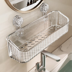 Suction Cup Bathroom Shelf, No-Drill Wall-Mounted Storage Rack for Bathroom, Toilet, and Washbasin