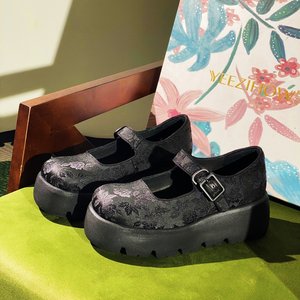 
Physical counters removed designer brand French Mary Jane women's shoes one-piece buckle single shoes versatile to increase height 7021
