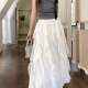 
Large size white ruffled irregular high waist skirt with female fat summer sister gentle drooping slim and versatile long skirt