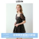 Lecho square collar strap cake skirt for spring new style waist straps small black skirt Korean floral princess skirt
