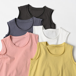 
32 wash cotton children's pure cotton curly vest, boys and girls round neck Shandong online store, small and medium-sized children's summer clothing