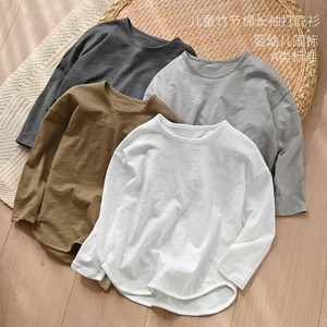 
Class A children's bamboo joint pure cotton long-sleeved T-shirt for boys and girls cotton base shirts for mid-to-large children spring and summer children's clothing