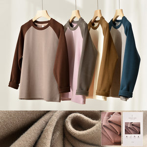 
Constant temperature children's double-sided velvet base shirt, boys and girls rabos and girls long-sleeved T-shirt, medium and large children's autumn and winter style children's clothing