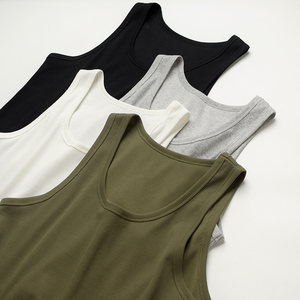 
Combed cotton, men's basic elastic vest, round neck solid color sleeveless bottoming, Shandong online store summer style, men's clothing