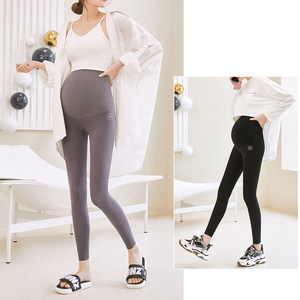 Nude-sensory stretch maternity pants Women's shark pants Belly support base trousers Stainless belly spring and autumn style Women's clothing
