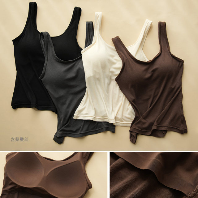 Lightweight and comfortable Ms. Bra thin vest with mulberry silk foundation base top
