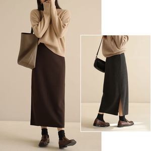 Women's high -waisted skirt, split retro slimming one -step skirt, long hip skirt, autumn and winter women's clothing