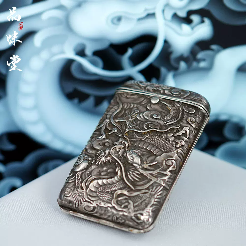 銀製 宝石箱 silver950 鍵付 草花紋様手彫り装飾 作家銘有 骨董品