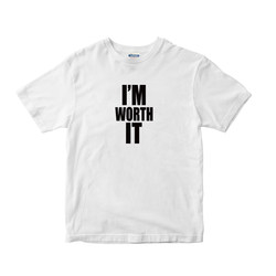 High-Quality I'M Worth It Personalized English Slogan Pure Cotton Short-Sleeved T-Shirt for Boys and Girls