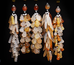 Natural Jade Car Pendant Accessory, High-End Car Interior Decoration, Bamboo Knot Gourd Chalcedony Crystal for Safety, Car Hanging Ornament