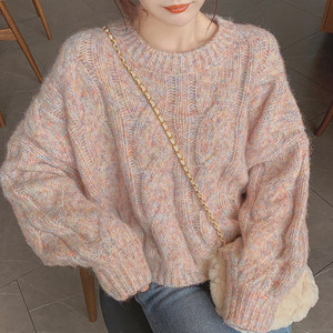 Twist sweater for women in spring and autumn, sweet and super fairy, wearing short sweater, gentle style loose pullover top
