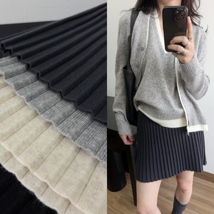 
Girly style skirt Korean pleated woolen blended short skirt knitted skirt autumn and winter retro gray age-reducing high waist versatile