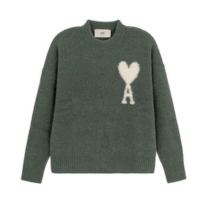 
AMI PARIS Men and Women's Gender Green Round Neck Pullover Sweater Intime Department Store Boutique 301574