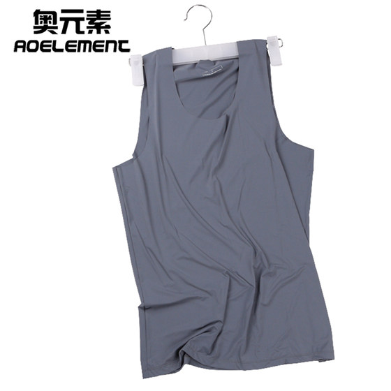 Sleeveless cashew -type men's ice silk non -traceless work sweat single -piece tight sports fitness bottoming shirt
