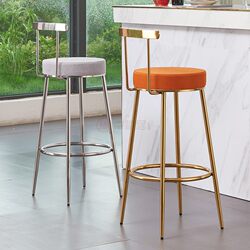 Bar Chair Creative High Chair Stainless Steel European Bar Chair Front Desk Personalized Backrest Modern Simple High Stool