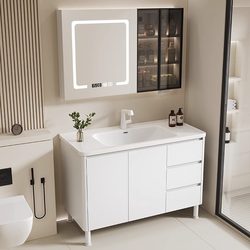 304 Stainless Steel Bathroom Cabinet with Floor-Standing Ceramic Integrated Basin, Bathroom Sink, Washbasin Cabinet Combination, Honeycomb Aluminum