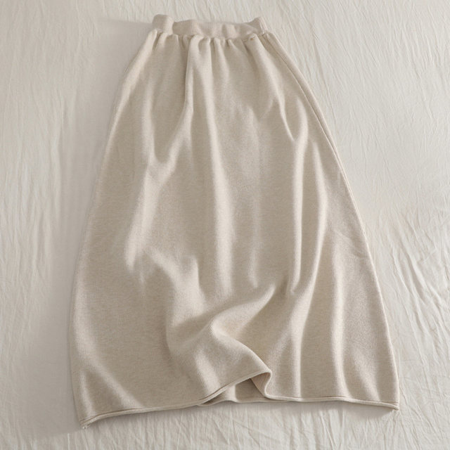 Soft and waxy goodies~Autumn and winter temperament versatile knitted skirt for women elastic high waist slimming hip-hugging long skirt umbrella skirt