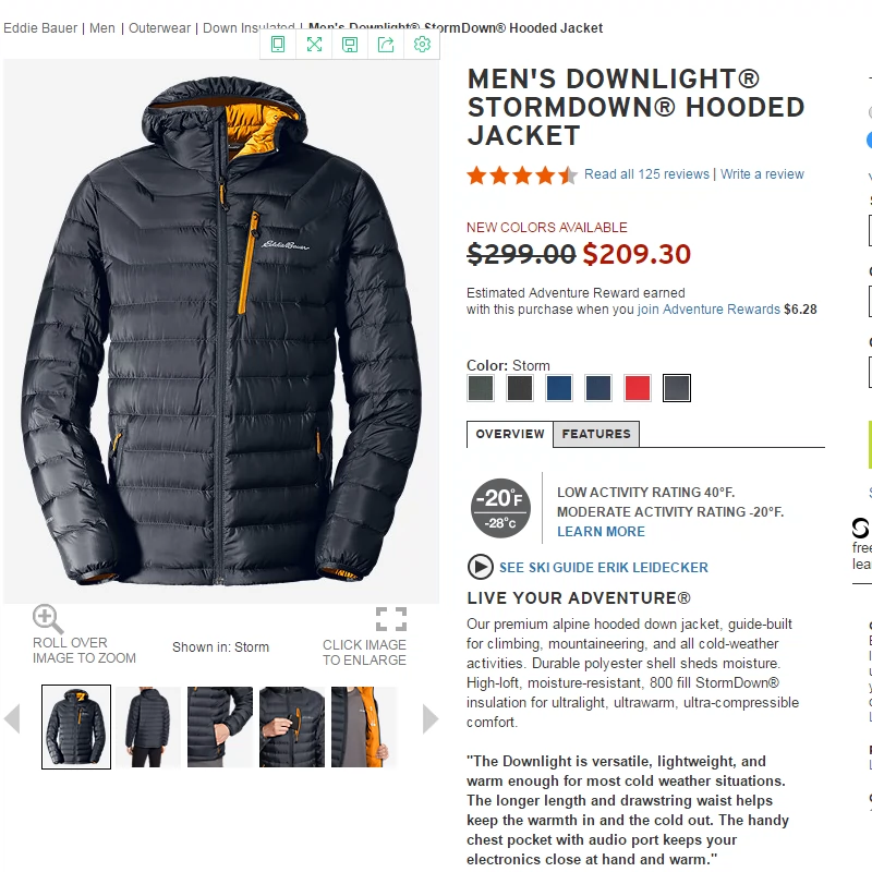 Eddie bauer stormdown high quality 800 review