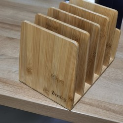 High-Quality Solid Bamboo Bookends, Desktop Book Storage Rack, Document Holder, Phone Stand Set Z8