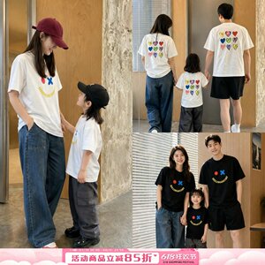 
2026 Japanese parent-child summer clothing new style family of three short-sleeved love T-shirts mother and son father and son clothing baby children's clothing