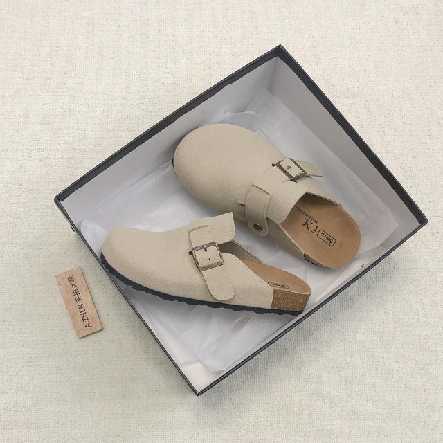 Thick bottom Bolken shoes half dragging round -headed slippers A soft bottom anti -sliding retro women's shoe bag head dragging foreign trade tide
