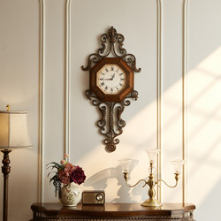 Solid Wood Retro American-Style Wall Clock, Creative Clock, Iron Art, Silent, Living Room, European-Style, Personalized, Fashionable Home Decoration