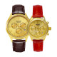 Hipine/Sipney Gold Watch 999 Pure Golden Men and Women Watch Three Eyes Time Term Gold Watches Ji Ying Couple Watch
