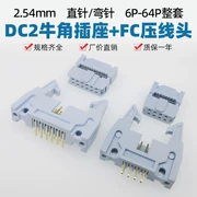 Màu trắng nhạt DC2-2.54mm ổ cắm sừng mạ vàng hàn PCB bo mạch pin thẳng cong áp cáp phích cắm FC trọn bộ