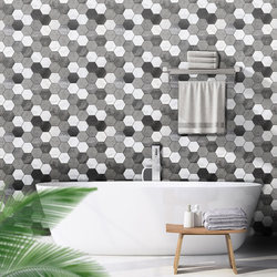 Metal Hexagonal Self-Adhesive Mosaic 3D Stereoscopic Self-Adhesive Tiles for Bar Counter, Living Room, Kitchen, Ktv Background Wall Tiles
