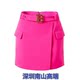 Shenzhen 2023 autumn and winter new women's clothing rose red metal buckle tie A-swing high-waist skirt zipper commuting
